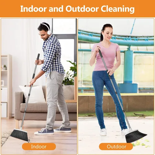 Vista 7 de Folews Juego de escoba y recogedor, sartén resistente con mango largo, escoba de 51 pulgadas con recogedor, juego combinado vertical autolimpiante