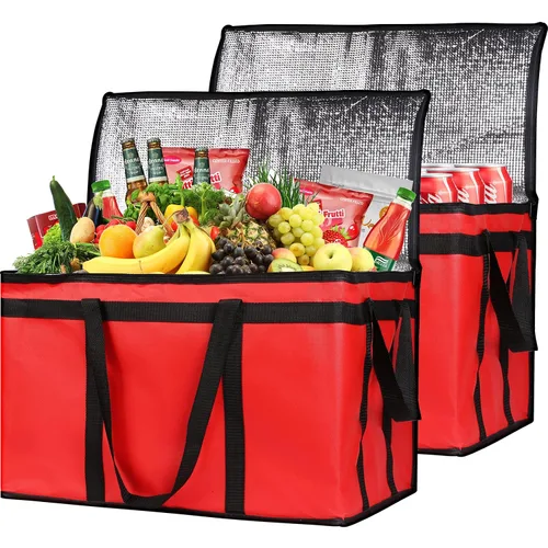 Vista 42 de Paquete de 1 bolsa aislada para entrega de alimentos con parte inferior dura, calentadores de alimentos comerciales XXXL para Uber Eats/Doordash