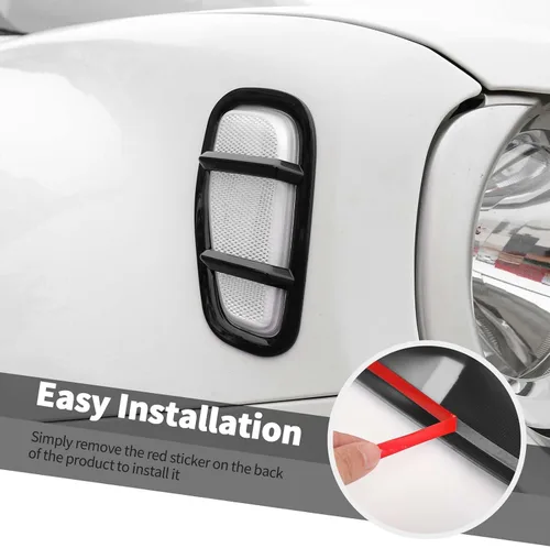 Vista 6 de Jimen Compatible con Jeep Renegade 2015-2023, cubierta de luz de marcador lateral para guardabarros automático (negro)