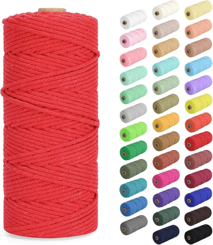 Vista 55 de Cuerda de macramé de 0.079 in x 220 yardas (656 pies), cuerda de algodón natural para colgar en la pared, ganchos de plantas, manualidades Verde