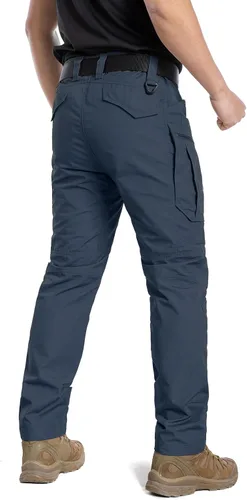 Vista 3 de CARWORNIC Pantalones tácticos ligeros para hombre, pantalones cargo militares, resistentes al agua, para senderismo, trabajo