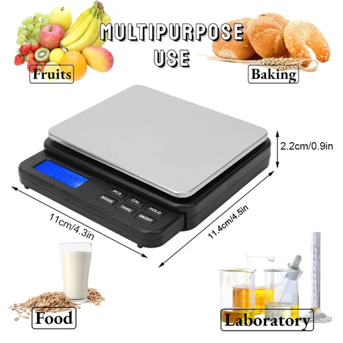 Vista 3 de Balanza de pesaje 35.27 oz/0.00 oz Mini báscula digital alta, báscula de cocina, báscula eléctrica, para cocinas, laboratorios, etc. (negro)