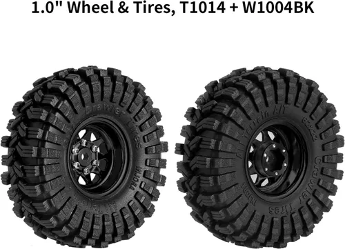Vista 2 de Juego de ruedas Beadlock de 1.0 - 3.78 mm de desplazamiento para coche de oruga RC 1/18 1/24 Axial AX24 SCX24 FMS FCX24 TRX4M, Negro (W1004-T1014)