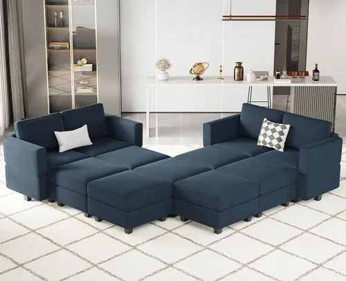 Vista 16 de Belffin Sofá modular convertible de gran tamaño con otomanas de almacenamiento, sofá cama seccional extra grande con diván reversible, sofá cama