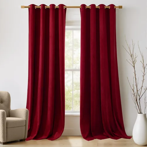 Vista 66 de NICETOWN Cortinas de terciopelo beige 100% opacas de 84 pulgadas de largo, 52 pulgadas de ancho, 2 paneles para dormitorio y sala de estar, cortinas