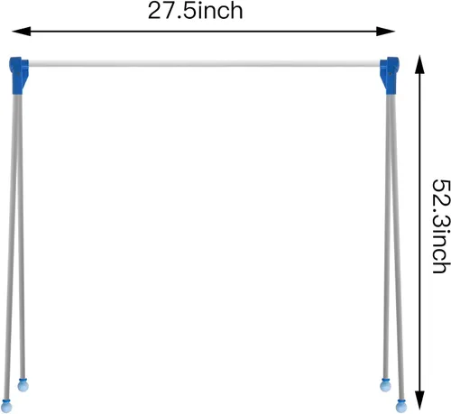 Vista 3 de Estante de secado telescópico plegable, colgador de ropa ajustable de acero inoxidable, estante de lavandería portátil para uso en interiores