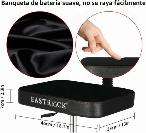 Vista 3 de EASTROCK Trono de tambor con respaldo, asiento de tambor giratorio, altura ajustable, resistente, estilo cuadrado, taburetes de tambor con respaldo