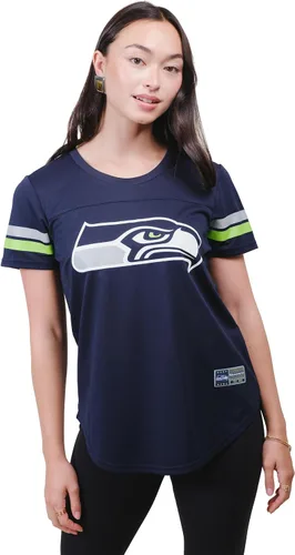 Vista 15 de Ultra Game Women's NFL Official Soft Mesh Varsity Stripe T-Shirt