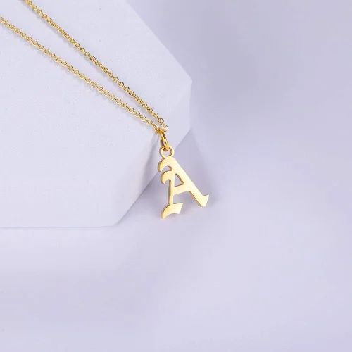 Vista 2 de Collar con dije de letra de inicial para mujer, chapado en oro de 18 quilates, para dama de honor, regalo para niñas
