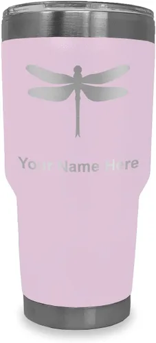Vista 23 de LaserGram Vaso aislado al vacío de 20 onzas, libélula, grabado personalizado incluido (negro)