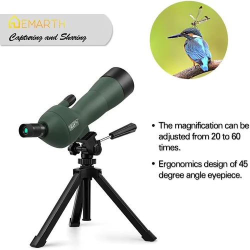 Vista 7 de 60 x 60ae – Catalejo en ángulo Emarth 20 impermeable, con trípode, de 45 grados angulado visor, óptica Zoom 128 – 32 pies/3280 pies Ejército Verde