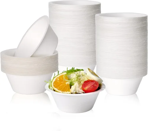 Vista 8 de ECOLipak Paquete de 150 cuencos de papel desechables de 12 onzas, cuencos biodegradables compostables de alta resistencia, hechos de bagazo natural