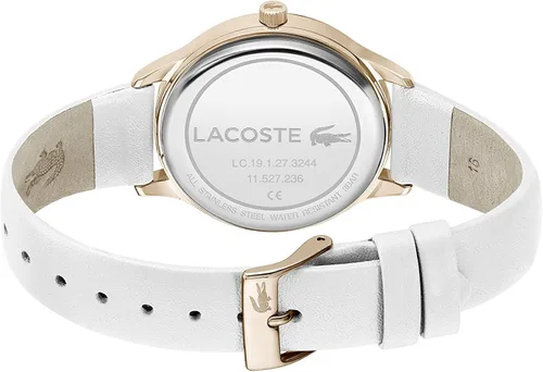 Vista 3 de Lacoste Correa de reloj de cuarzo de acero inoxidable para mujer piel de becerro blanca 16 Modelo 2001169 Blanco Reloj de cuarzo