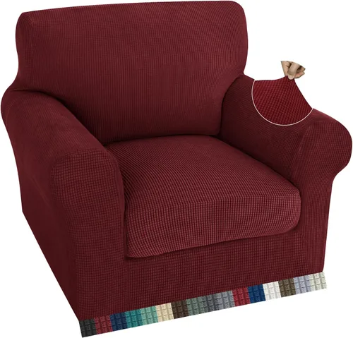 Vista 28 de ZNSAYOTX 2 fundas para sillas con brazos para sala de estar, súper suave, con funda de cojín de asiento, gruesa, duradera, mezcla de elastano, alta