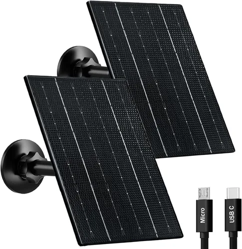 Vista 10 de FUTUREZEN Panel solar de 4 W para cámara de seguridad, cargador solar tipo C/micro USB para cámaras de batería recargable, impermeable IP66, soporte