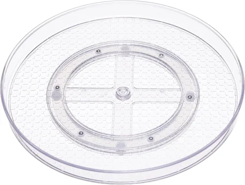 Vista 11 de Amazon Basics Lazy Susan - Organizador giratorio para especias y condimentos, 9 pulgadas de diámetro, 2 niveles, transparente