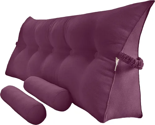 Vista 13 de Peachwell Almohada triangular de lectura para reposo en cama, cojín grande tipo cabecero, respaldo, almohada de cuña con dos almohadas cilíndricas