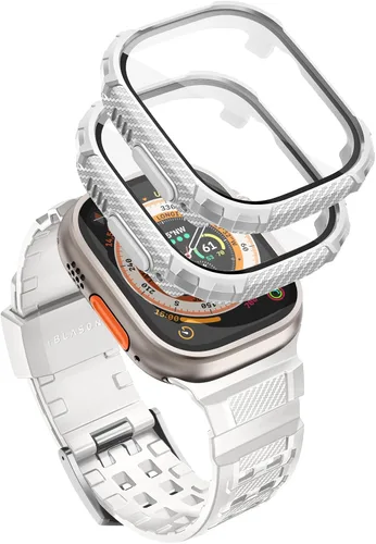Vista 10 de i-Blason Correa deportiva de poliuretano termoplástico transpirable a prueba de golpes para Apple Watch 9, 8, 7 (1.772 in) con 2 fundas rígidas Negro