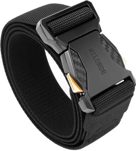 Vista 7 de MILORDE Men Tactical Belt,Stretch Nylon Web,Hiking Rigger Military Work-Quick Release Beige