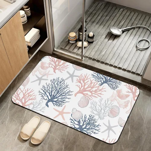 Vista 15 de Tapete de baño antideslizante, decoración de baño con purpurina bendita, tapete de baño plateado de diatomeas de secado rápido, absorbente, alfombra