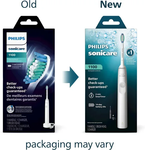 Vista 2 de Philips Sonicare Cepillo de dientes eléctrico serie 1100, cepillo de dientes sónico con tecnología sónica avanzada, EasyStart, Smartimer