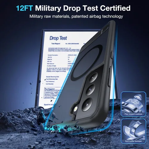 Vista 7 de Funda para Samsung Galaxy S21 FE con MagSafe [soporte ajustable] [carga mientras estás de pie] [Militar a prueba de golpes] Protector de silicona