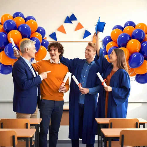 Vista 6 de 60 globos azul real y naranja con globos naranja y azul de 12 pulgadas Azul Naranja