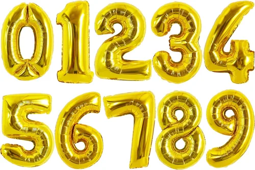 Vista 51 de TONIFUL Globos grandes de 50 pulgadas con números dorados del 0 al 9, globo digital grande de Mylar número 8 digital ocho para fiestas
