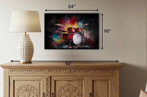 Vista 4 de LuxeWood Arte de Pared Musical en Lienzo - Impresiones Temáticas Musicales Medianas y Grandes para Sala de Estar, Oficina, Estudio, Airbnb