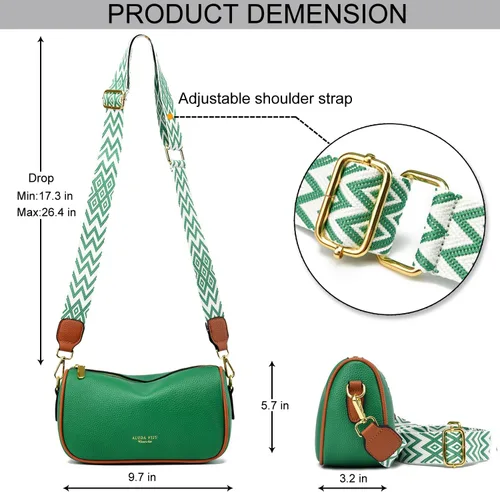 Vista 5 de YAVCOOL Bolso cruzado pequeño para mujer, con correa ancha, diseño moderno, bolso cruzado y bolso con cremallera superior