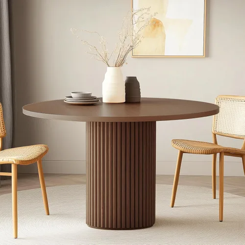 Vista 10 de Mesa de comedor redonda, 35 pulgadas, mesa de cocina moderna de granja Negro