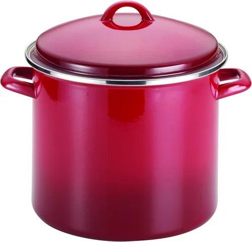 Vista 12 de Rachael Ray Olla esmaltada en acero con tapa, apta para inducción, 12 cuartos de galón, crema de almendras
