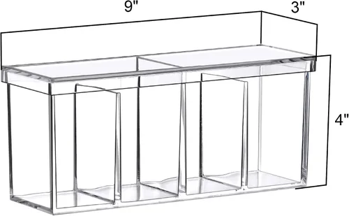 Vista 5 de Amazing Abby - Qutie - Organizador de maquillaje acrílico de 4 compartimentos con tapa, organizador de tocador de baño de plástico transparente