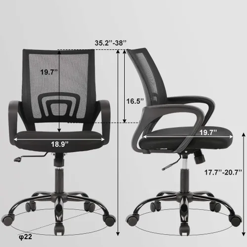 Vista 3 de Meet perfect Silla de oficina con respaldo medio, moderna silla ejecutiva de escritorio para computadora, silla giratoria con ruedas, silla