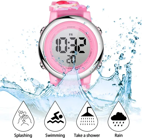 Vista 4 de 2 Pieces Kids Unicorn Watch Toddler Watch and Silicone Wristband Cute 3D Kids Digital Watch Waterproof 7 Color Lights Watch with Alarm Stopwatch