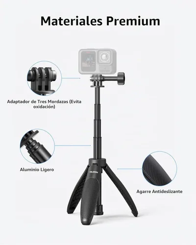 Vista 3 de TELESIN Trípode mini selfie stick de 15.7 "para cámara de acción DJI GoPro Insta360