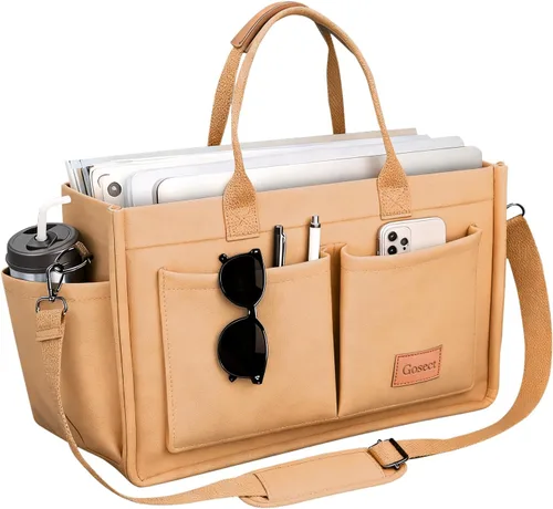 Vista 20 de Bolso de lona para mujer con bolsillos, bolso cruzado para portátil de trabajo, bolso de hombro para todo lo demás, bolso de lona para todos