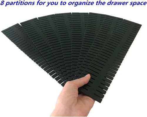 Vista 3 de Organizador de cajones de plástico para bricolaje, 8 unidades, divisores de cajones ajustables para el hogar, calcetines, ropa interior, suministros