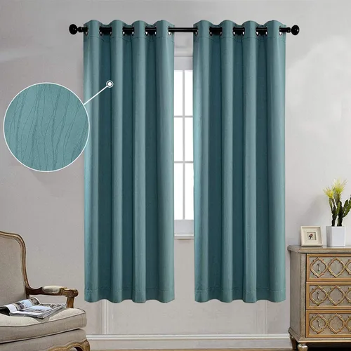 Vista 13 de Miuco paneles de cortina de oscurecimiento con arandelas, cortinas opacas con textura para salón, juego de 2