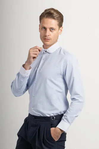 Vista 2 de Camisas de cuello de club para hombre Camisa de manga larga para hombre Camisas de vestir para hombre Camisas casuales elegantes Camisa