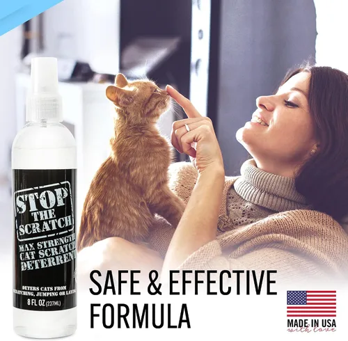 Vista 4 de Emmy's Best EBPP Stop The Scratch Cat Spray Disuasorio para gatitos y gatos – No tóxico, seguro para plantas, muebles, suelos y más spray disuasorio