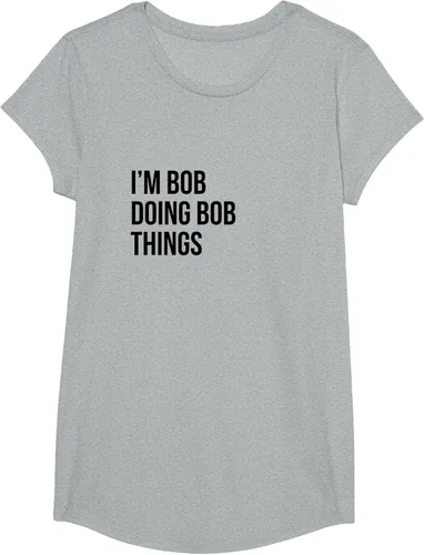 Vista 48 de Camiseta con texto en inglés "I'm Bob Doing Bob Things" Asfalto