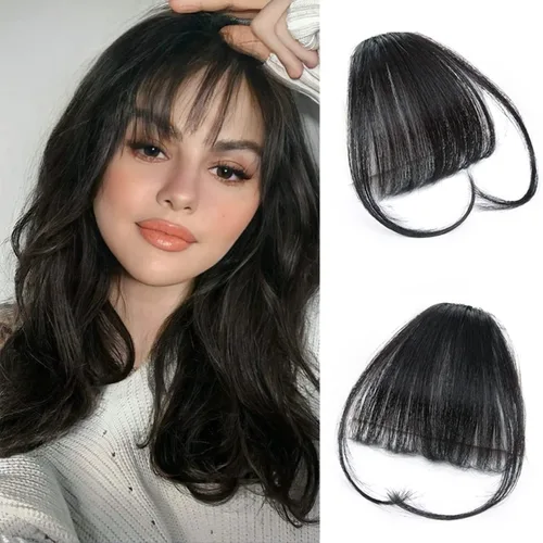 Vista 8 de Extensiones de cabello con clip en la peluca con flequillo, flequillo diagonal intercalado en el flequillo, flequillo de aire adecuado para el uso