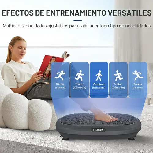 Vista 5 de EILISON FitMaxx 3D XL Vibration Plate Exercise Machine - Whole Body Workout Vibration Platform w/Loop Bands - Lymphatic Drainage Machine for