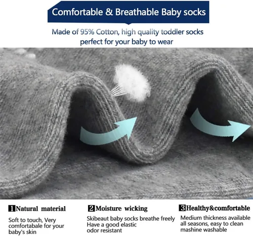 Vista 4 de SkiBeaut 12 pares de calcetines antideslizantes para niños y niñas con agarres, calcetines antideslizantes para niños pequeños de 1 a 7 años