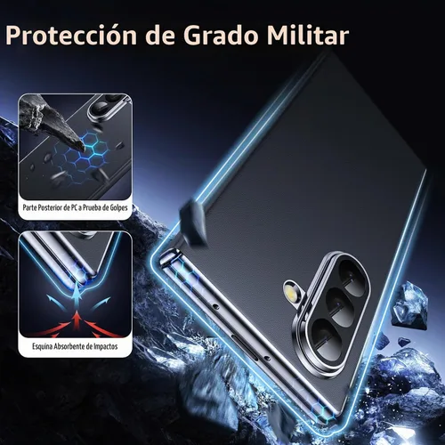 Vista 4 de Funda de piel de lujo para Z Fold 6 con protector de pantalla de privacidad [protección de bisagra], [compatible con Magsafe], protección de cámara