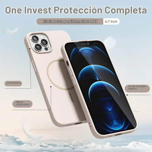 Vista 3 de Oakxco Funda de Silicona Mag Safe para iPhone 12 Pro Max, Funda Magnética Delgada y Fina Compatible con Carga Inalámbrica MagSafe, Bonita Funda