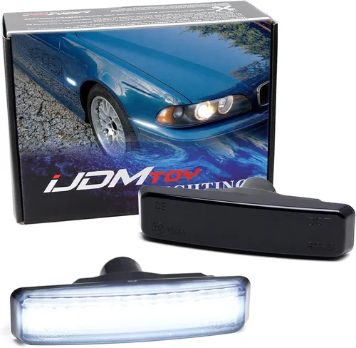 Vista 10 de iJDMTOY Lentes semisclaras ámbar Full LED Fender Blink Side Marker Luces indicadoras de señal de giro compatibles con BMW 1996-2003 E39 525i 528i