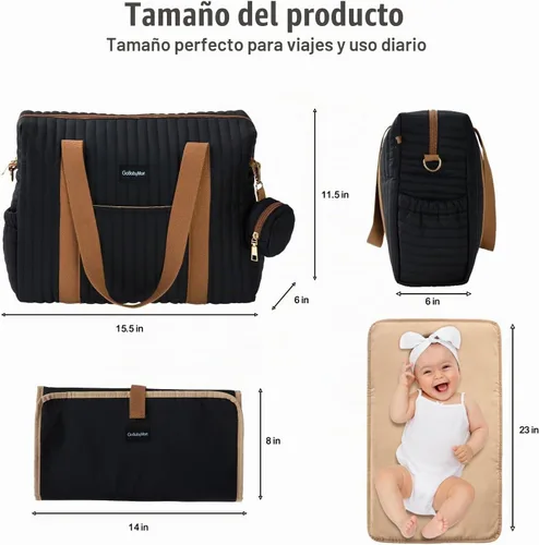 Vista 9 de GOBABYMART Diaper Bag Tote for Moms, Baby Hospital Bag with Insulated Bottle Pockets, Changing Pad & Stroller Straps