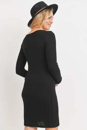Vista 7 de HELLO MIZ - Vestido de maternidad acanalado de punto para mujer con manga larga